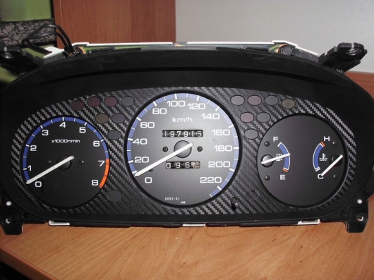 Honda Civic gray EK3 VTEC Nowy desing zegarów [Carbon